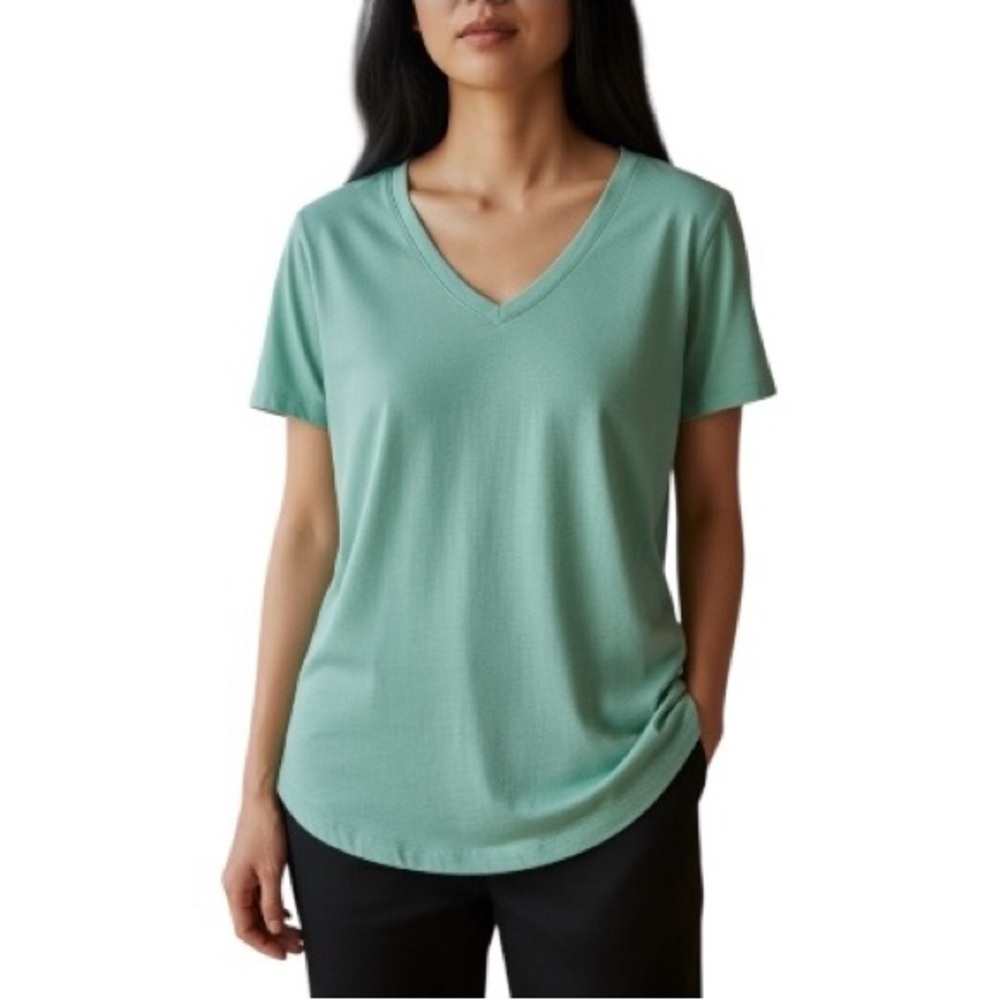 J. Crew Short sleeve V-Neck Slub Cotton Tee in Soft Green 100% Cotton XS